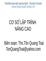 Bài giảng Cơ sở lập trình nâng cao - Chương 2: Ôn tập kỹ thuật xử lý file – Mảng – Xâu ký tự