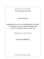 Ảnh hưởng của các yếu tố môi trường làm việc của nhà quản lý dự án đến sự thành công của các dự án cơ sở hạ tầng tại việt nam 