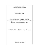 Giáo dục bản sắc văn hóa dân tộc trong dạy học địa lí ở các trường phổ thông dân tộc nội trú tỉnh điện biên 