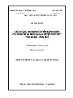 Tóm tắt Luận văn Thạc sĩ Quản lý công: Chất lượng ban hành văn bản hành chính của UBND cấp xã trên địa bàn huyện Châu Đức, tỉnh Bà Rịa – Vũng Tàu