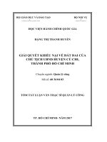Tóm tắt Luận văn Thạc sĩ Quản lý công: Giải quyết khiếu nại về đất đai của Chủ tịch UBND huyện Củ Chi, Thành phố Hồ Chí Minh