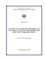 Các nhân tố ảnh hưởng đến động lực làm việc của giảng viên trường đại học công nghệ miền đông 