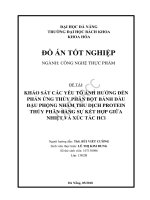 Khảo sát các yếu tố ảnh hưởng đến phản ứng thủy phân bột bánh dầu đậu phộng nhằm thu dịch protein thủy phân bằng sự kết hợp giữa nhiệt và xúc tác hcl 