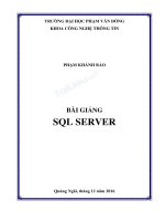 Bài giảng SQL server - Phạm Khánh Bảo