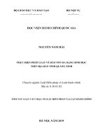 Tóm tắt Luận văn Thạc sĩ Luật hiến pháp và Luật hành chính: Thực hiện pháp luật về bảo tồn ĐDSH trên địa bản tỉnh Quảng Ninh