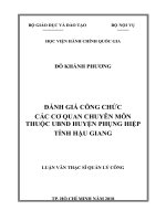 Tóm tắt Luận văn Thạc sĩ Quản lý công: Đánh giá công chức các cơ quan chuyên môn thuộc UBND huyện Phụng Hiệp, tỉnh Hậu Giang