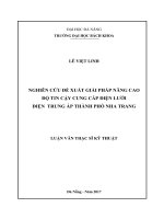 NGHIÊN CỨU ĐỀ XUẤT GIẢI PHÁP NÂNG CAO ĐỘ TIN CẬY CUNG CẤP ĐIỆN LƯỚI ĐIỆN TRUNG ÁP THÀNH PHỐ NHA TRANG. LUẬN VĂN THẠC SĨ KỸ THUẬT