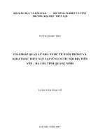 (Luận văn thạc sĩ) Giải pháp hoàn thiện công tác quản lý nhà nước về nuôi trồng và khai thác thủy sản tại vùng nước nội địa Tiên Yiên - Hà Cối, tỉnh Quảng Ninh