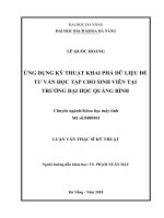 Ứng dụng kỹ thuật khai phá dữ liệu để tư vấn học tập cho sinh viên tại trường đại học quảng bình 