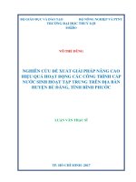 (Luận văn thạc sĩ) Nghiên cứu đề xuất giải pháp nâng cao hiệu quả hoạt động các công trình cấp nước sinh hoạt tập trung trên địa bàn huyện Bù Đăng, Tỉnh Bình Phước