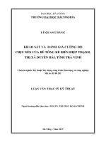 Khảo sát và đánh giá cường độ chịu nén của bê tông kè biển biển hiệp thạnh thị xã duyên hải tỉnh trà vinh 