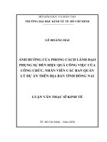 Ảnh hưởng của phong cách lãnh đạo phụng sự đến hiệu quả công việc của công chức, nhân viên các ban quản lý dự án trên địa bàn tỉnh đồng nai 