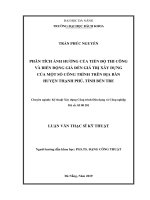 Phân tích ảnh hưởng của tiến độ thi công và biến động giá đến giá trị xây dựng của một số công trình trên địa bàn huyện thạnh phú tỉnh bến tre 