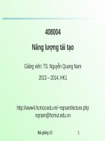 Bài giảng Năng lượng tái tạo: Chương 5 (Bài 10) - TS. Nguyễn Quang Nam