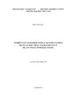 Nghiên cứu giải pháp nâng cao chất lượng quản lý đấu thầu tại ban quản lý dự án VNSAT tỉnh hậu giang 
