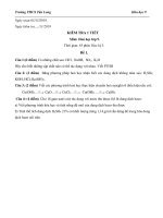 Đề kiểm tra 1 tiết HK1 môn Hóa học lớp 9 năm 2019-2020 có đáp án - THCS Tân Long