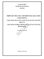 Thiết kế nhà máy chế biến rau quả gồm 2 mặt hàng dứa sấy năng suất 36 tấn nguyên liệu ca và puree chuối năng suất 8 tấn sản phẩm ngày ” 