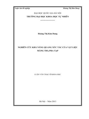 Nghiên cứu khả năng quang xúc tác của vật liệu màng tio2 pha tạp