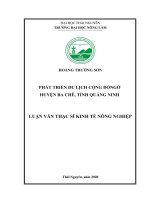 (Luận văn thạc sĩ) Phát triển du lịch cộng đồng ở huyện Ba Chẽ, tỉnh Quảng Ninh