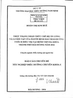 Thực trạng nhận thức chế độ ăn uống và luyện tập của ngươi bệnh đái tháo đường type 2 điều trị tại bệnh viện đa khoa thành phố hải dương năm 2016 