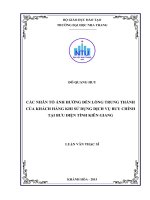 CÁC NHÂN tố ẢNH HƯỞNG đến LÒNG TRUNG THÀNH của KHÁCH HÀNG KHI sử DỤNG DỊCH vụ bưu CHÍNH tại bưu điện TỈNH KIÊN GIANG LUẬN văn THẠC sĩ KHÁNH hòa 