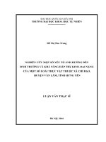 Nghiên cứu một số yếu tố ảnh hưởng đến sinh trưởng và khả năng hấp thụ kim loại nặng của một số loài thực vật thuộc xã chỉ đạo huyện văn lâm tỉnh hưng yên 