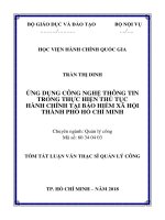 Tóm tắt Luận văn Thạc sĩ Quản lý công: Ứng dụng công nghệ thông tin trong thực hiện thủ tục hành chính tại Bảo hiểm xã hội Thành phố Hồ Chí Minh