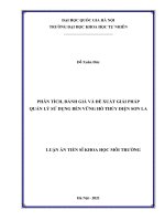 Phân tích, đánh giá và đề xuất giải pháp quản lý sử dụng bền vững hồ thủy điện sơn la 