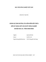 Đánh giá ảnh hưởng của dồn điền đổi thửa đến sử dụng đất sản xuất nông nghiệp huyện hoa lư, tỉnh ninh bình   