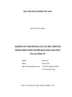 Nghiên cứu ảnh hưởng của các mức protein trong khẩu phần ăn đến khả năng sản xuất của gà dòng vp   