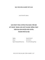 Giải pháp tăng cường ứng dụng tiến bộ kỹ thuật trong sản xuất ngành trồng trọt trên địa bàn huyện phú xuyên, thành phố hà nội   
