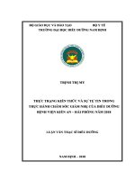 Thực trạng kiến thức và sự tự tin trong thực hành chăm sóc giảm nhẹ của điều dưỡng bệnh viện kiến an, hải phòng năm 2018 