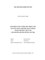 Giải pháp tăng cường huy động vốn tại ngân hàng thương mại cổ phần ngoại thương việt nam chi nhánh chương dương, hà nội   