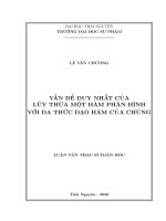 (Luận văn thạc sĩ) Vấn đề duy nhất của lũy thừa một hàm phân hình với đa thức đạo hàm của chúng