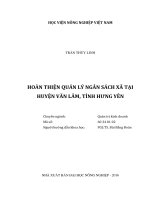 Hoàn thiện quản lý ngân sách xã tại huyện văn lâm, tỉnh hưng yên   