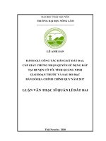 (Luận văn thạc sĩ) đánh giá công tác đăng ký đất đai, cấp giấy chứng nhận quyền sử dụng đất tại huyện cô tô, tỉnh quảng ninh giai đoạn trước và sau đo đạc bản đồ địa chính chính quy năm 2017