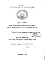 Thực trạng và các giải pháp chăm sóc người bệnh sau phẫu thuật sỏi bàng quang 