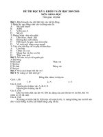 Đề thi HK I-khối 5 Khoa học NH:2009-2010