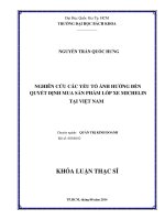 Nghiên cứu các yếu tố ảnh hưởng đến quyết định mua sản phẩm lốp xe Michelin tại Việt Nam