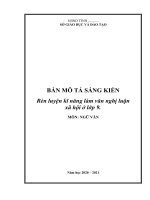 Sáng kiến kinh nghiệm môn Ngữ văn 9, rèn kĩ năng làm văn nghị luận (mới 2021)
