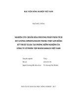 Nghiên cứu chuẩn hóa phương pháp phân tích dư lượng ciprofloxacin trong thịt lợn bằng kỹ thuật elisa tại phòng kiểm nghiệm của công ty cổ phần tập đoàn dabaco việt nam   