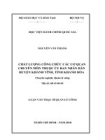 Tóm tắt Luận văn Thạc sĩ Quản lý công: Chất lượng công chức các cơ quan chuyên môn thuộc ủy ban nhân dân huyện Khánh Vĩnh, tỉnh Khánh Hòa