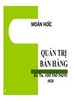 Bài giảng môn học Quản trị bán hàng: Chương 1 - ThS. Võ Thị Thúy Hoa