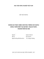 Đánh giá thực hiện chương trình xây dựng nông thôn mới tại huyện thạch thất, thành phố hà nội   