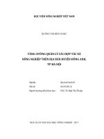 Tăng cường quản lý các hợp tác xã nông nghiệp trên địa bàn huyện động anh, thành phố hà nội   