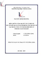 Biến chứng tăng huyết áp và một số yếu tố liên quan ở người bệnh tăng huyết áp tại trung tâm y tế thành phố Phủ Lý tỉnh Hà Nam năm 2019.