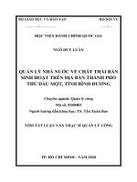 Tóm tắt Luận văn Thạc sĩ Quản lý công: Quản lý nhà nước về chất thải rắn sinh hoạt trên địa bàn thành phố Thủ Dầu Một, tỉnh Bình Dương