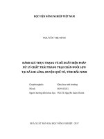 Đánh giá thực trạng và đề xuất biện pháp xử lý chất thải trang trại chăn nuôi lợn tại xã chi lăng, huyện quế võ, tỉnh bắc ninh   