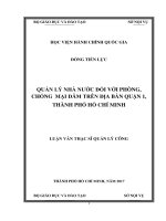 Luận văn Thạc sĩ Quản lý công: Quản lý nhà nƣớc đối với phòng, chống mại dâm trên địa bàn Quận 1, Thành phố Hồ Chí Minh