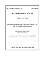 Tóm tắt Luận văn Thạc sĩ Quản lý công: Chất lượng công chức Sở Giao thông vận tải thành phố Hồ Chí Minh